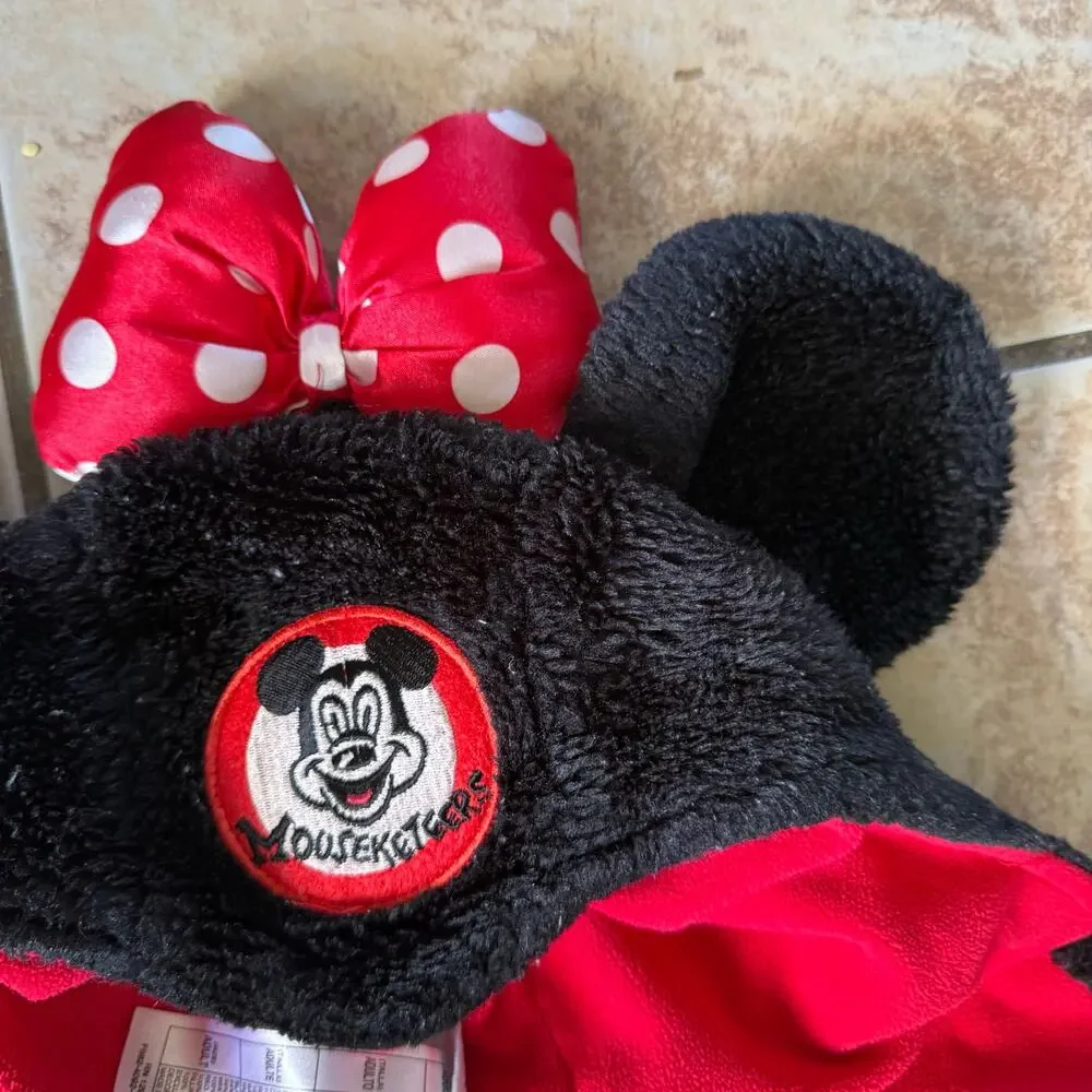 Disney Parks Minnie Mouse Mouseketeers Fleece Hat‎ Beanie W/ Ears Scarf Mittens